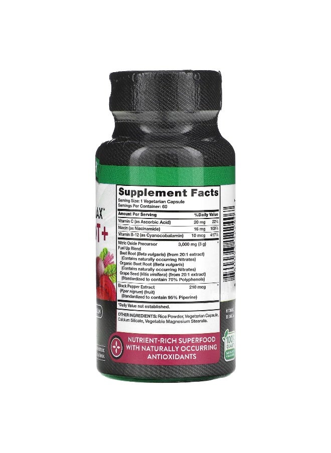 Nature's Truth, Nitric Oxide, Beet Root+ with Nitrates, 60 Vegetarian Capsules