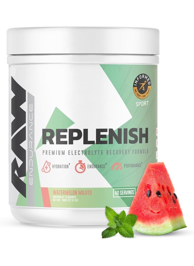 RAW Replenish, Premium Electrolytes Powder Recovery Formula - Flavored Electrolyte Drink Mix Supplement for Hydration, Replenishment, Endurance & Performance
