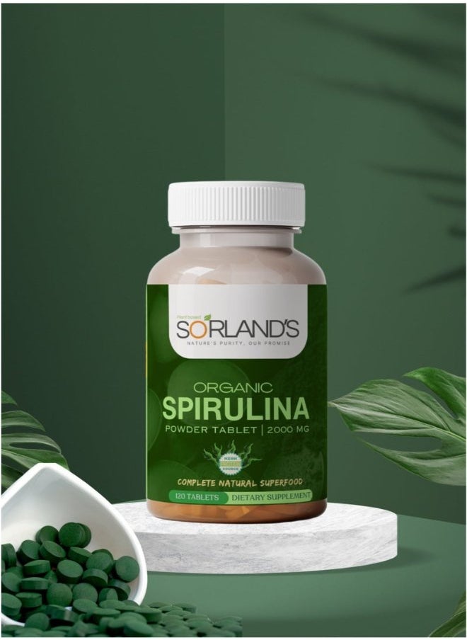 Organic Spirulina Powder 120 Tablets (Complete Natural Superfood)