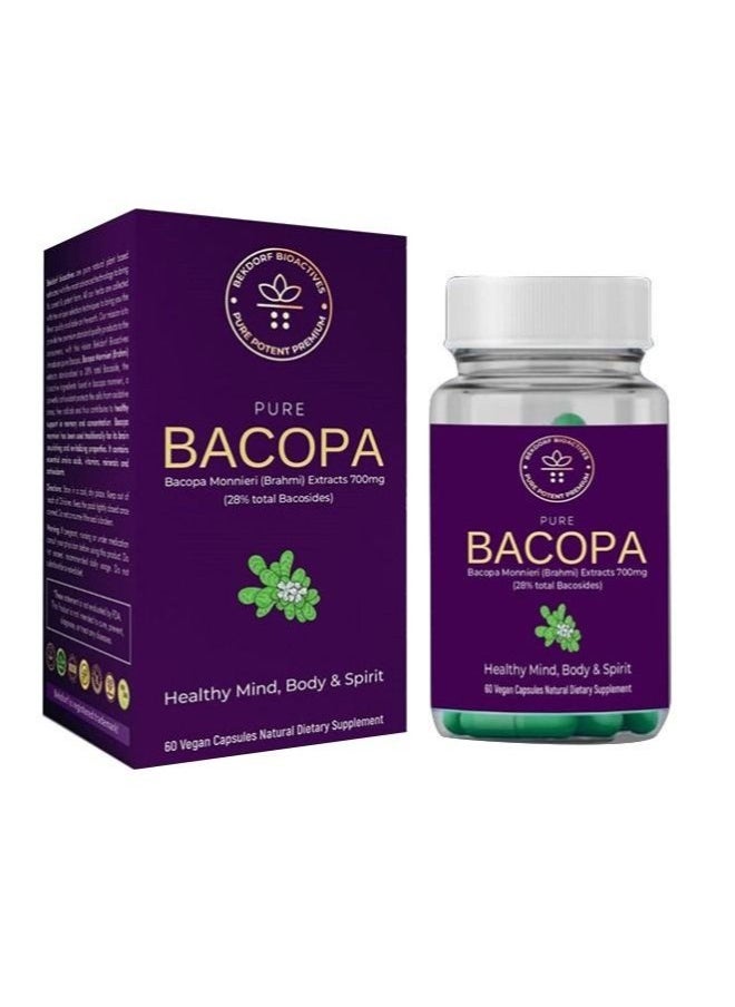 Pure Bacopa Monnieri (Brahmi)-60 Vegan Capsules