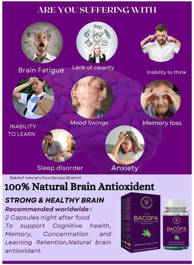 Pure Bacopa Monnieri (Brahmi)-60 Vegan Capsules