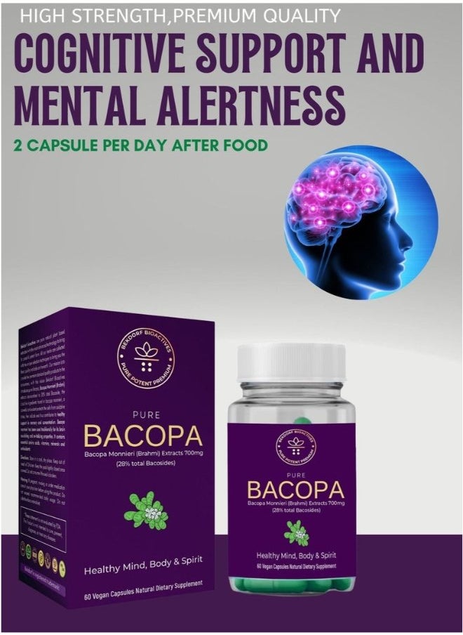 Pure Bacopa Monnieri (Brahmi)-60 Vegan Capsules