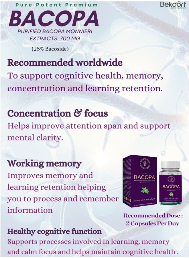 Pure Bacopa Monnieri (Brahmi)-60 Vegan Capsules