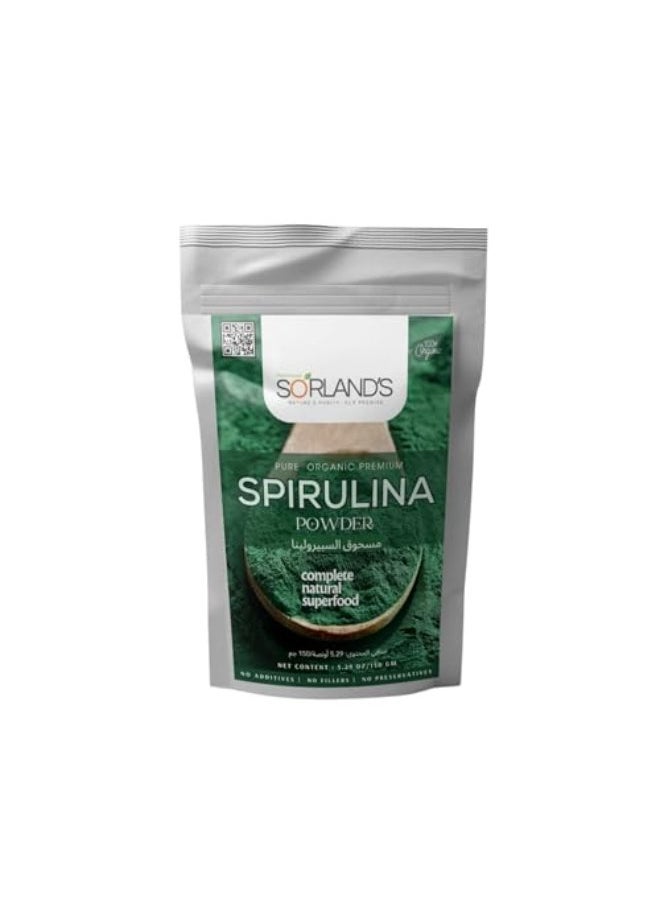 Sorland Spirulina Pwoder - High Strength 75Gm Spirulina Powder - Richest Source of Protein - Certified Organic Spirulina Powder - Superfood for Energy & Detox