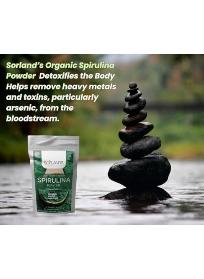 Sorland Spirulina Pwoder - High Strength 75Gm Spirulina Powder - Richest Source of Protein - Certified Organic Spirulina Powder - Superfood for Energy & Detox