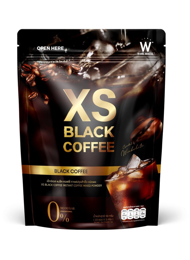 Wink White XS Black Coffee – 0% Sugar, Cholesterol-Free Slimming Coffee – Instant Arabica Blend for Weight Management & Energy Boost – 10 Sachets x 5g