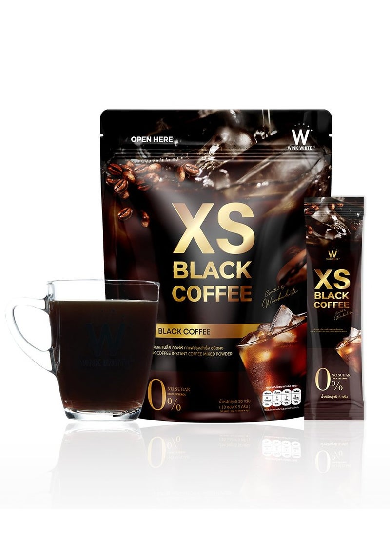 Wink White XS Black Coffee – 0% Sugar, Cholesterol-Free Slimming Coffee – Instant Arabica Blend for Weight Management & Energy Boost – 10 Sachets x 5g