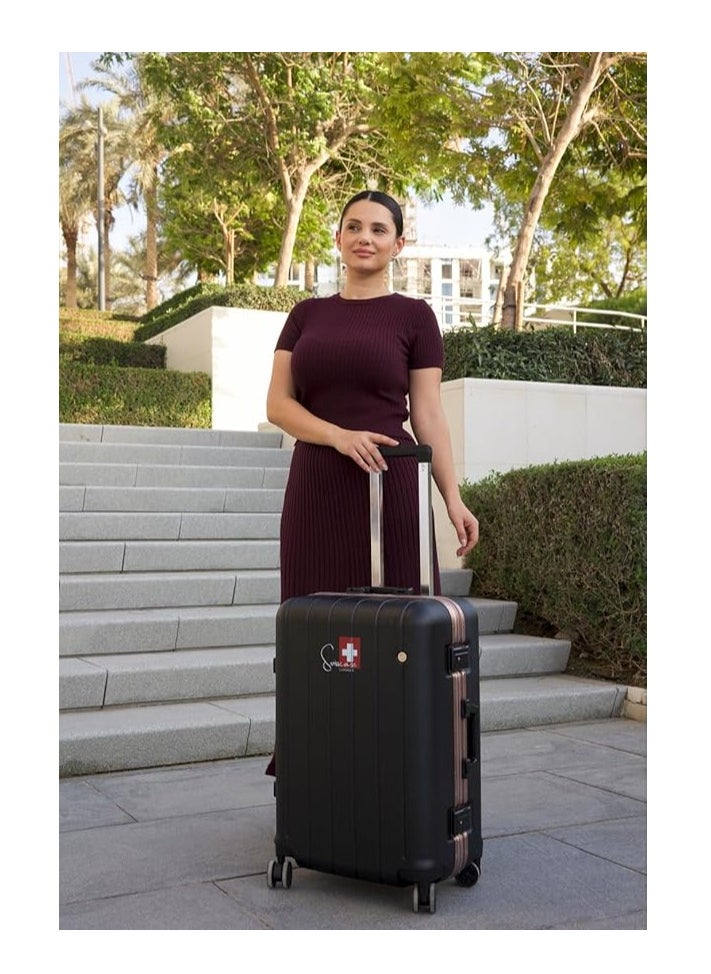 V801 Carry On Suitcase, 20-Inch, Aluminium Frame, Double Spinner Wheels, Black