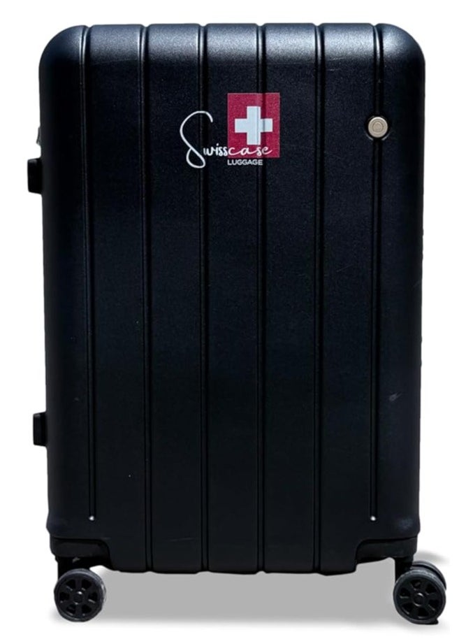 V801 Hardshell Suitcase, 24-Inch, Aluminium Frame, Double Spinner Wheels, Black
