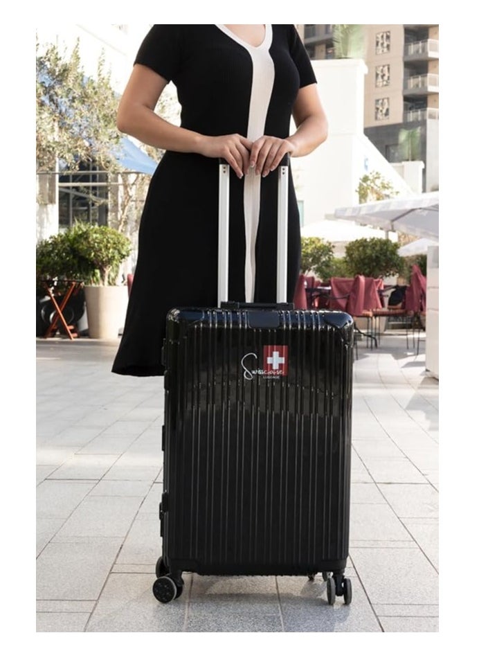 E016 Carry On Suitcase, 20-Inch, Aluminium Frame, Double Spinner Wheels, Black