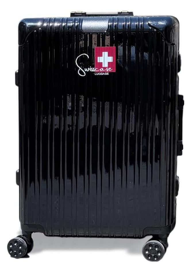 E016 Carry On Suitcase, 20-Inch, Aluminium Frame, Double Spinner Wheels, Black