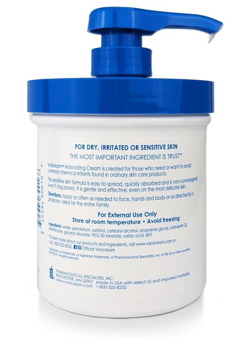 Moisturizing Skin Cream with Pump Dispenser - 16 fl oz (1 lb) - Moisturizer Formulated Without Common Irritants for Those with Sensitive Skin