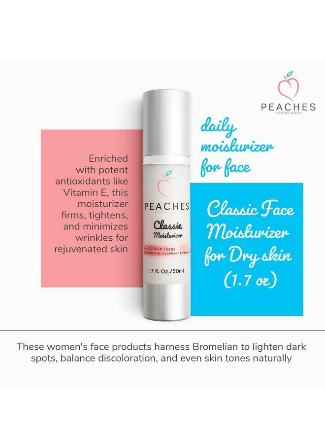 Classic Face Cream Moisturizer (1.7 oz) - Age-defying Hydrating Face Care with Vitamin E, Gotu Kola, Pineapple - Vegan Skin Care Products for All Skin Types - Classic Moisturizer
