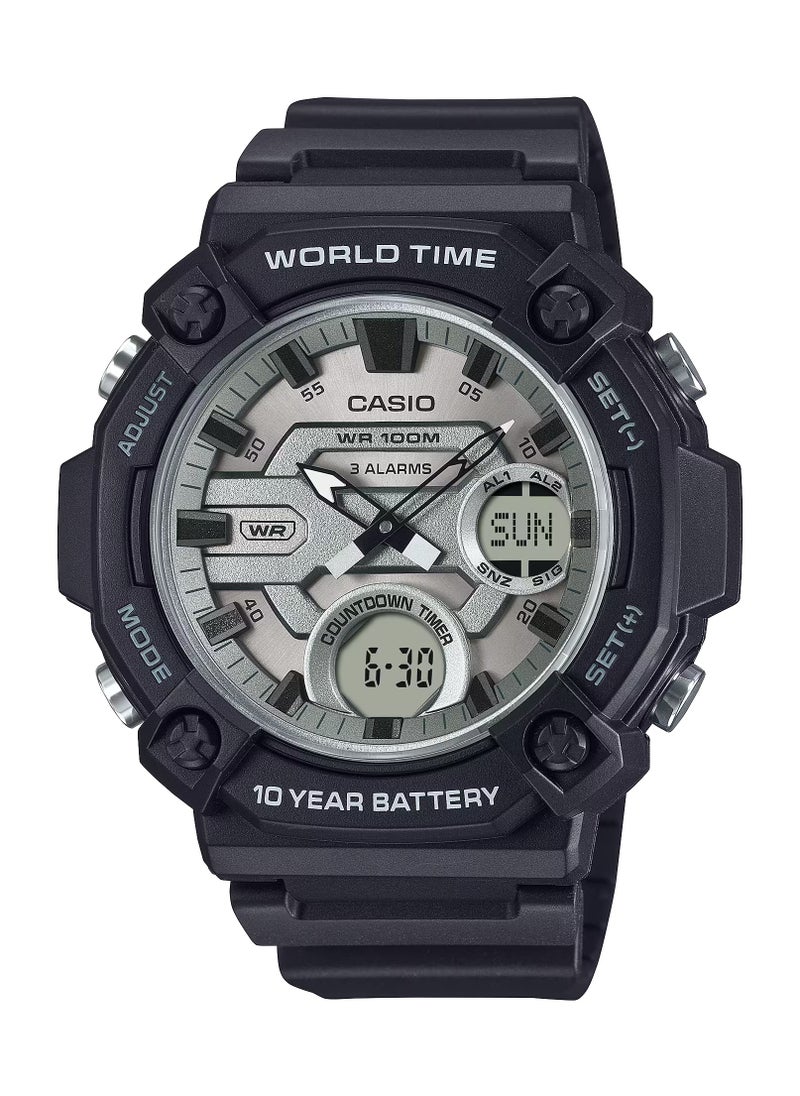 Digital Analog Silver Dial Resin Band Watch AEQ-120W-7AV