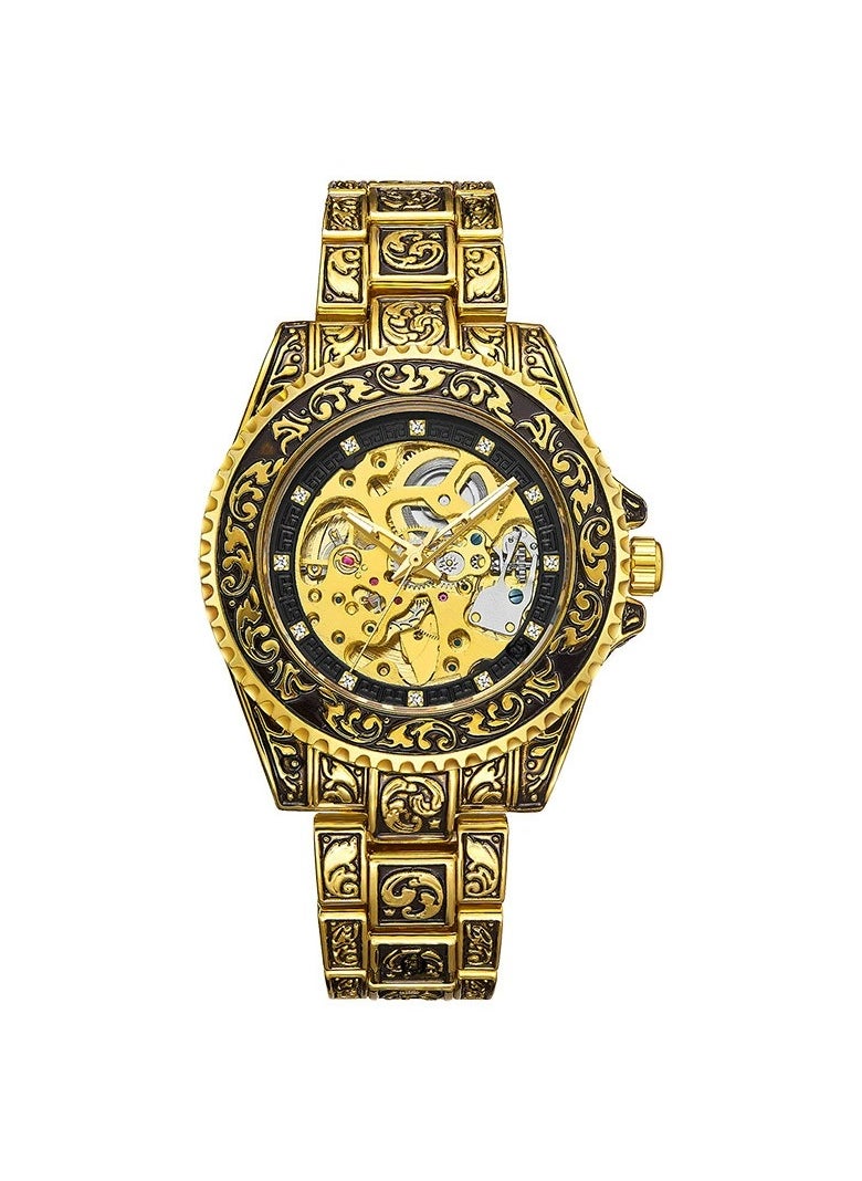 Gucamel European And American Style Men's Fashion Hollow Retro Carving Quartz Automatic Mechanical Watch