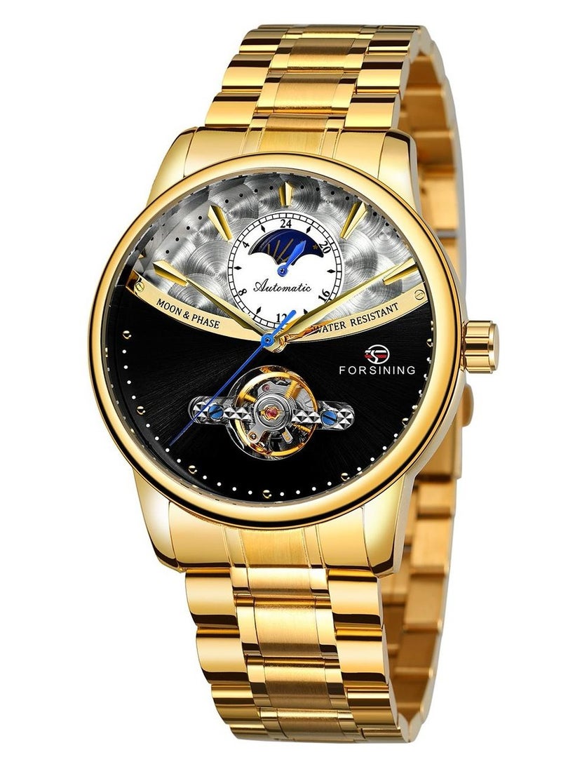 FORSINING Automatic Watch Moon phase Stainless Steel Waterproof Watch