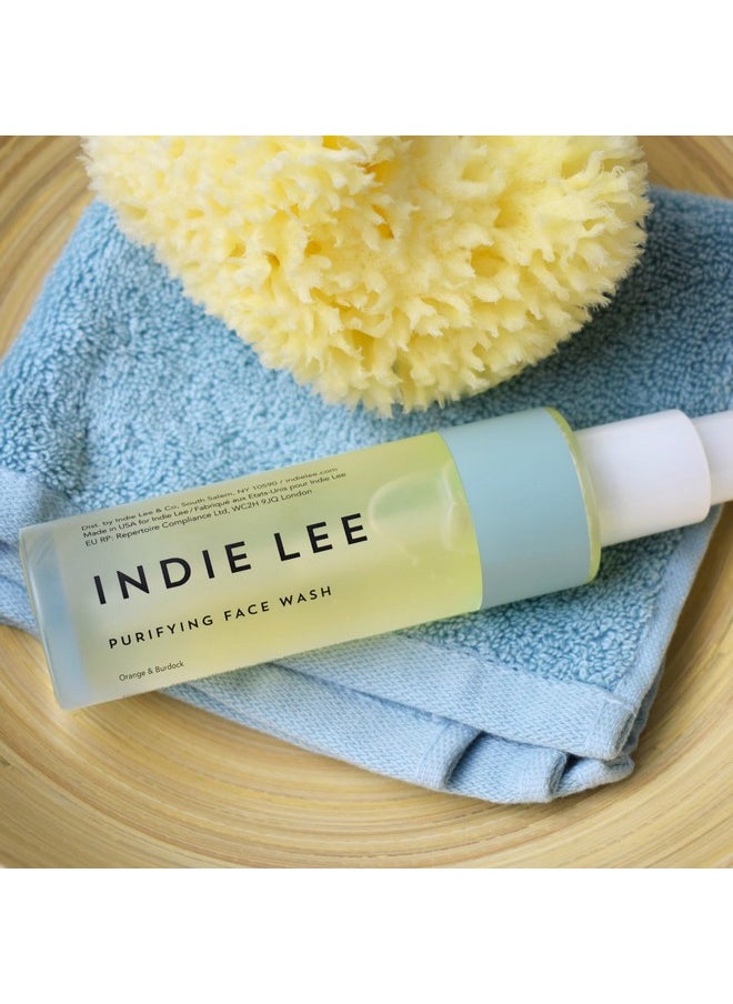Indie Lee Purifying Face Wash - Hydrating Facial Cleanser + Makeup Remover - With Orange, Lavender, Burdock + Jasmine - Foam Face Wash for All Skin Types (125ml)