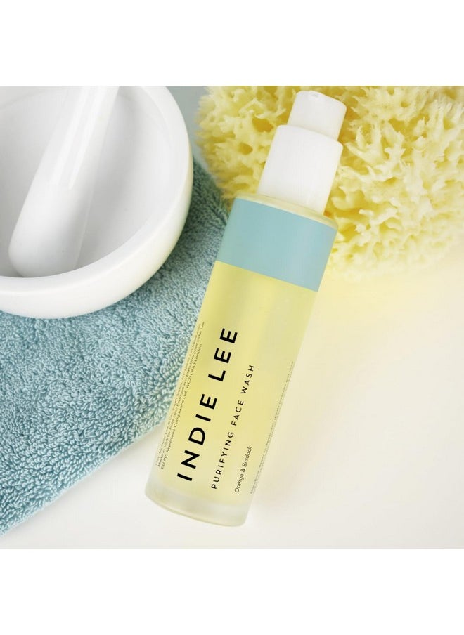 Indie Lee Purifying Face Wash - Hydrating Facial Cleanser + Makeup Remover - With Orange, Lavender, Burdock + Jasmine - Foam Face Wash for All Skin Types (125ml)