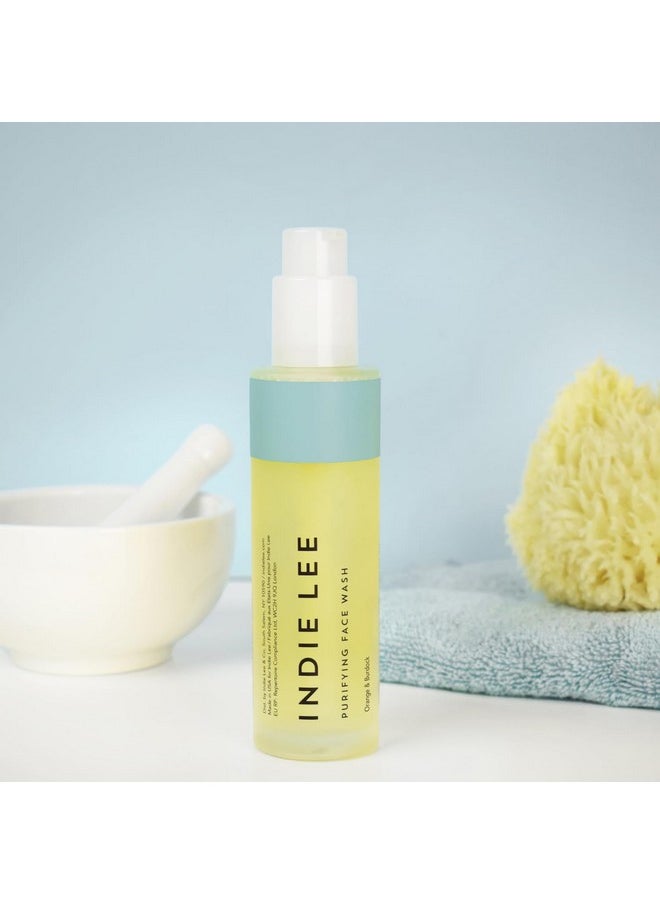 Indie Lee Purifying Face Wash - Hydrating Facial Cleanser + Makeup Remover - With Orange, Lavender, Burdock + Jasmine - Foam Face Wash for All Skin Types (125ml)