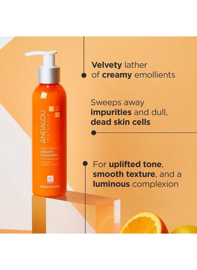 Andalou Naturals Brightening Meyer Lemon + C Creamy Cleanser, Face Wash for Uplifted Tone & Smoother Texture, Helps Renew Skin Vitality & Brighten Complexion, Cruelty Free, 6 Oz