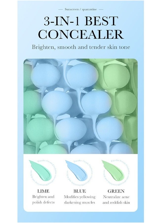Isolation Cream Invisible Pore, Three Color Sunscreen lotion SPF50, Cover Acne Marks Contour Isolation Cream, Color Corrector, Oil Control Moisturizing Make ​For All Skin Green 40g