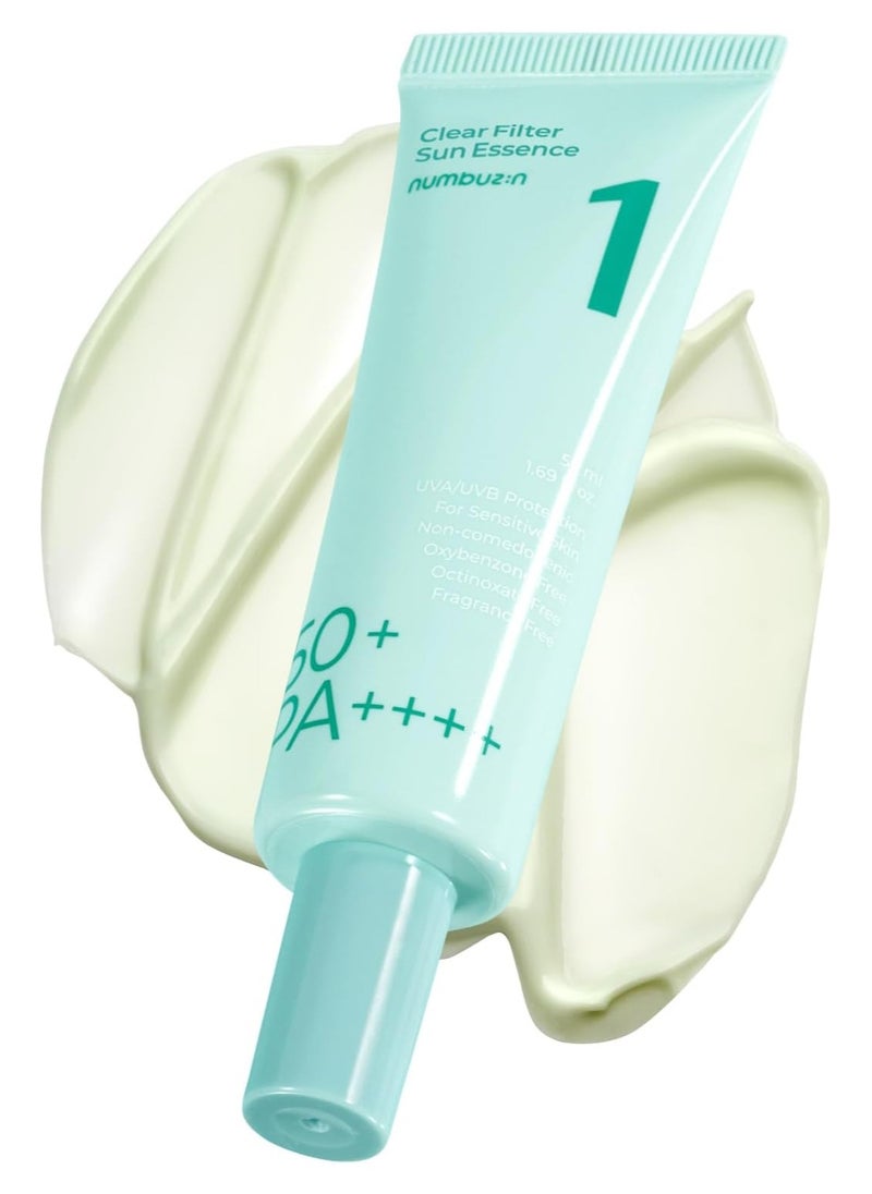 No.1 Sunscreen | Clear Filter Sun Essence | No White Cast, Hydrating, Moisturizing, Cools Down, Light Finish | 50ml