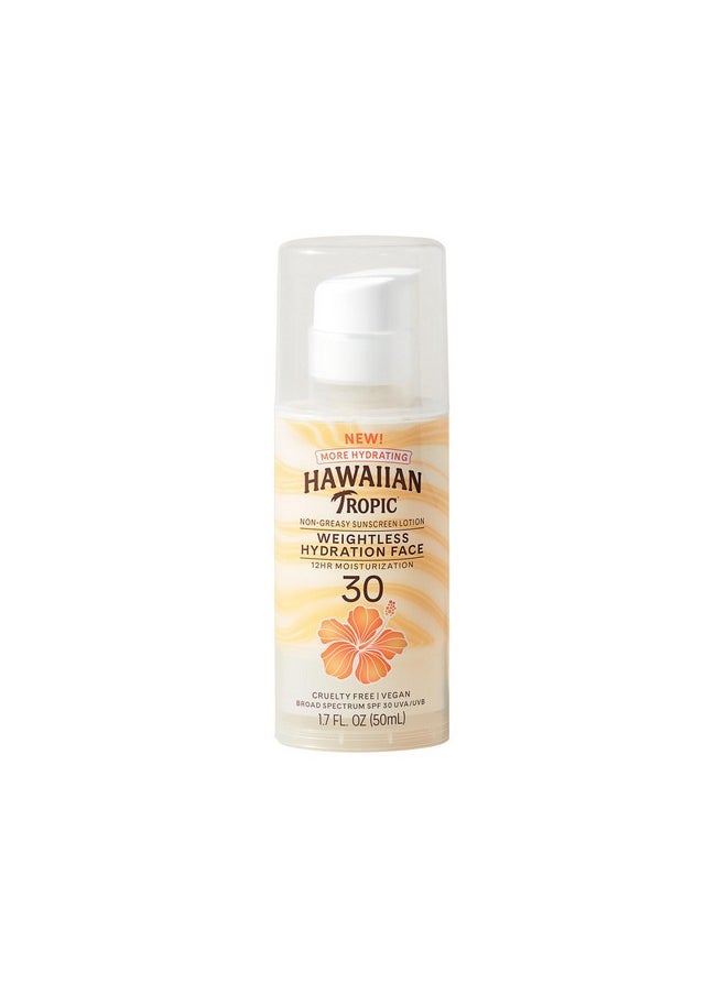 Hawaiian Tropic Weightless Hydration Lotion Sunscreen for Face SPF 30, 1.7oz | Travel Size Sunscreen, Oil Free Face Sunscreen, Hawaiian Tropic Sunscreen SPF 30, Sunblock Face, Mini Sunscreen, 1.7oz