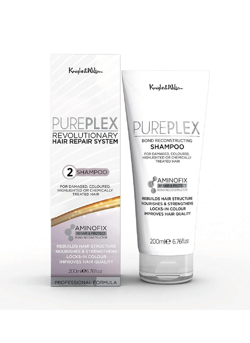PurePlex Bond Reconstructing Shampoo For all hair types Professional Formula Nourishes and Rebuilds hair from within Protects and Restores 200ml By Knight and Wilson