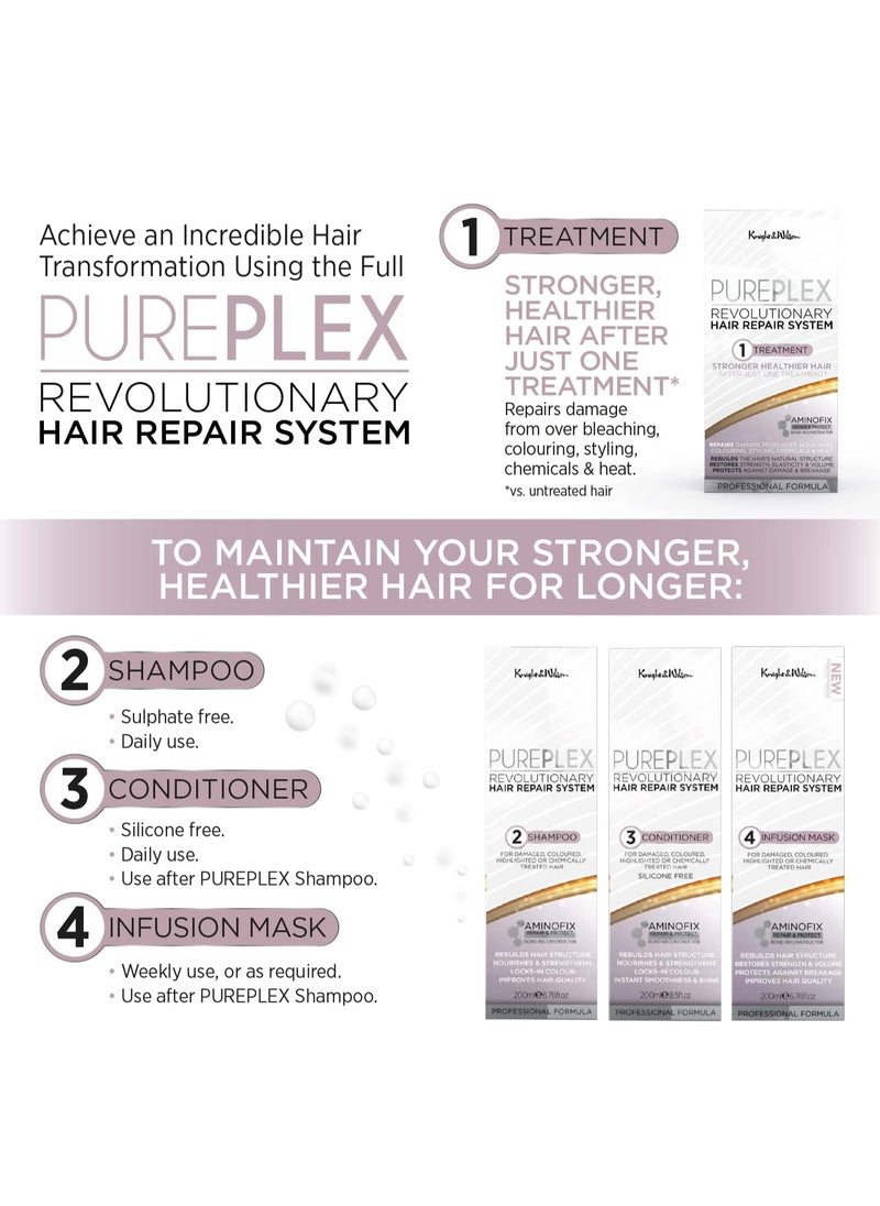 PurePlex Bond Reconstructing Shampoo For all hair types Professional Formula Nourishes and Rebuilds hair from within Protects and Restores 200ml By Knight and Wilson
