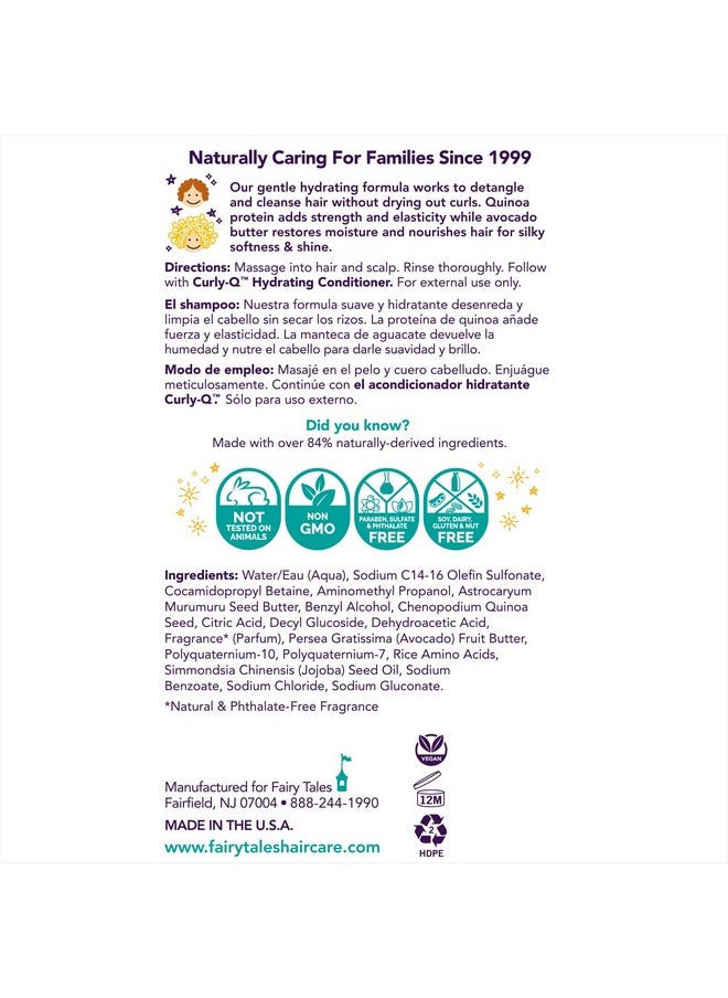 Fairy Tales Curly Q Kids Shampoo - Hydrating for Curly and Multicultural Hair, All Curl Types - Paraben, Sulfate, Gluten, and Nut Free - 32 oz