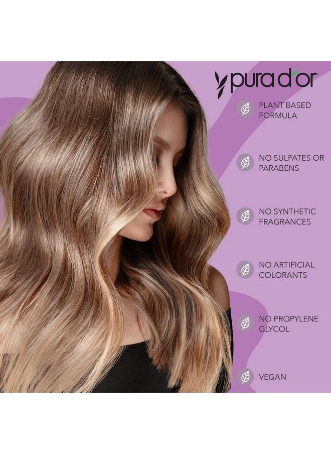 PURA D'OR Apple Cider Vinegar Thin2Thick Shampoo With Biotin, Castor Oil - All Hair Types, Men & Women, 16 Fl Oz