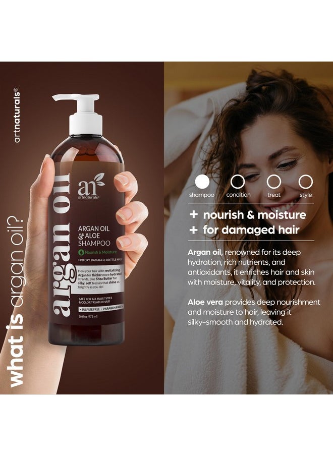 Artnaturals Moroccan Argan Oil Shampoo - (16Fl Oz) - Moisturizing, Volumizing Sulfate Free Shampoo for Women, Men and Teens - Used for Colored and All Hair Types, Anti-Aging Hair Care