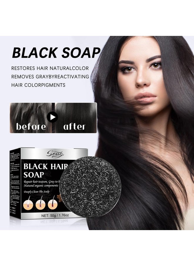 Gray Hair Reverse Shampoo Bar for Unisex, 2 PCS Grey Hair Darkening Soap for Deep Clean the Scalp, Grey Hair Shampoo Bar for Men & Women