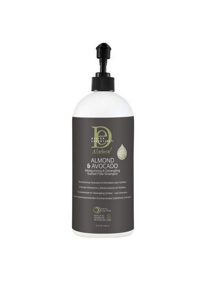 Design Essentials Moisturizing and Detangling Sulfate Free Shampoo, Almond and Avocado Collection, 32 Ounces