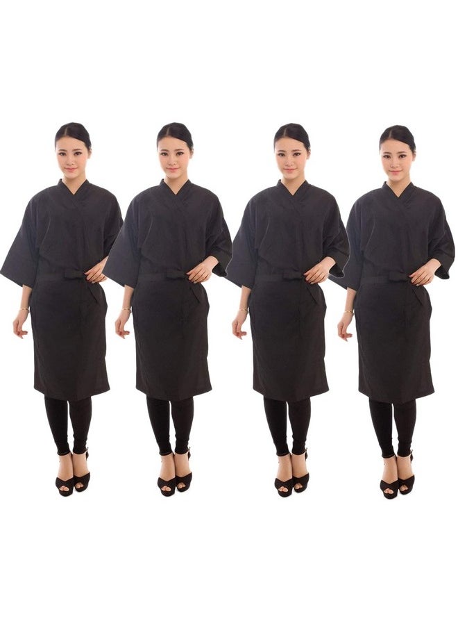 PERFEHAIR Salon Client Gown Robes Cape, Pack of 4, Hairdressing Gown Smock for Hair Stylist to Hair Cutting, Hair Coloring-Black