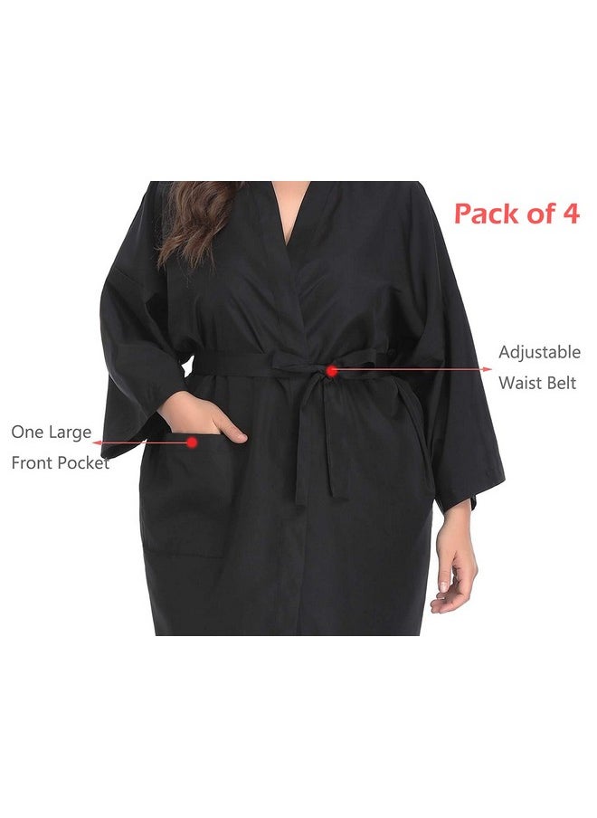 PERFEHAIR Salon Client Gown Robes Cape, Pack of 4, Hairdressing Gown Smock for Hair Stylist to Hair Cutting, Hair Coloring-Black