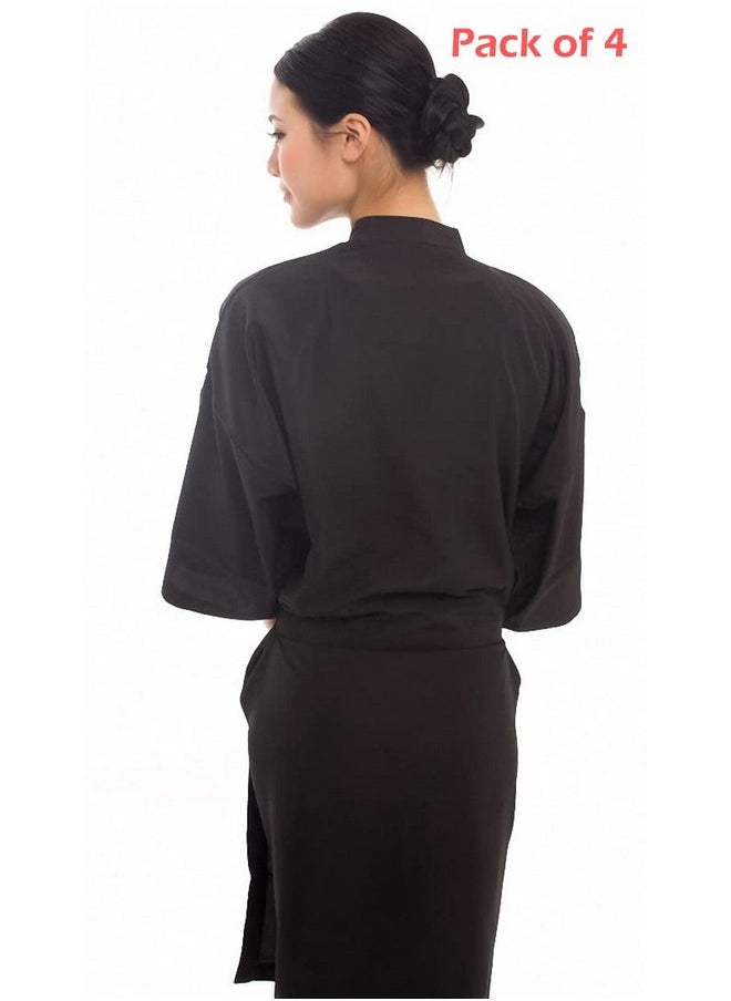 PERFEHAIR Salon Client Gown Robes Cape, Pack of 4, Hairdressing Gown Smock for Hair Stylist to Hair Cutting, Hair Coloring-Black