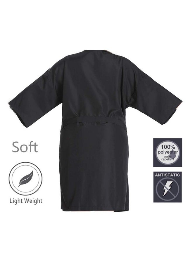 PERFEHAIR Salon Client Gown Robes Cape, Pack of 4, Hairdressing Gown Smock for Hair Stylist to Hair Cutting, Hair Coloring-Black