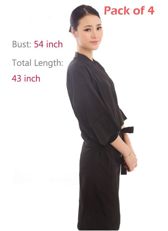 PERFEHAIR Salon Client Gown Robes Cape, Pack of 4, Hairdressing Gown Smock for Hair Stylist to Hair Cutting, Hair Coloring-Black