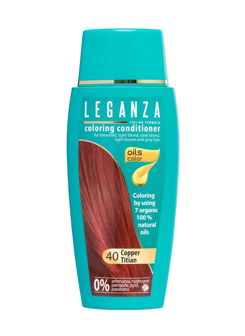 Hair Coloring Conditioner Natural Balm Color Copper Titian N 40 Enriched with 7 Natural Oils Ammonia PPD and Paraben Free 150 ml