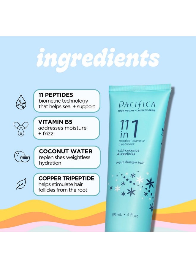 Pacifica Leave In Conditioner - 11 in 1 Magical Hair Treatment - Strengthen & Repair Damaged Hair - Deep Conditioning for Dry Hair Adds Shine & Anti-Frizz for Straight, Wavy & Curly Hair Care, Vegan