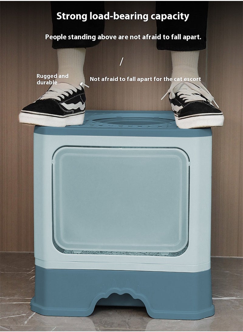 Foldable Cat Litter Box with Lid Cat Litter Tray Litter Basin for Cats