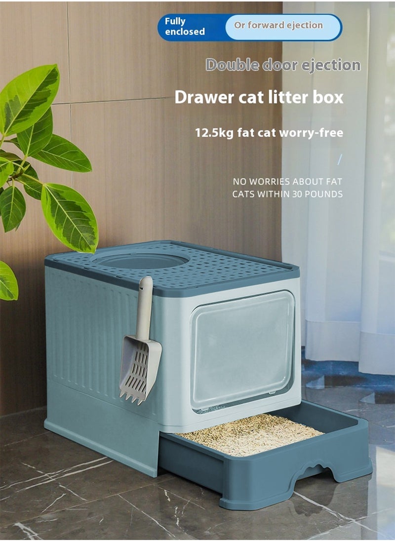 Foldable Cat Litter Box with Lid Cat Litter Tray Litter Basin for Cats