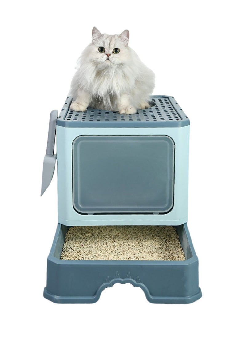 Foldable Cat Litter Box with Lid Cat Litter Tray Litter Basin for Cats