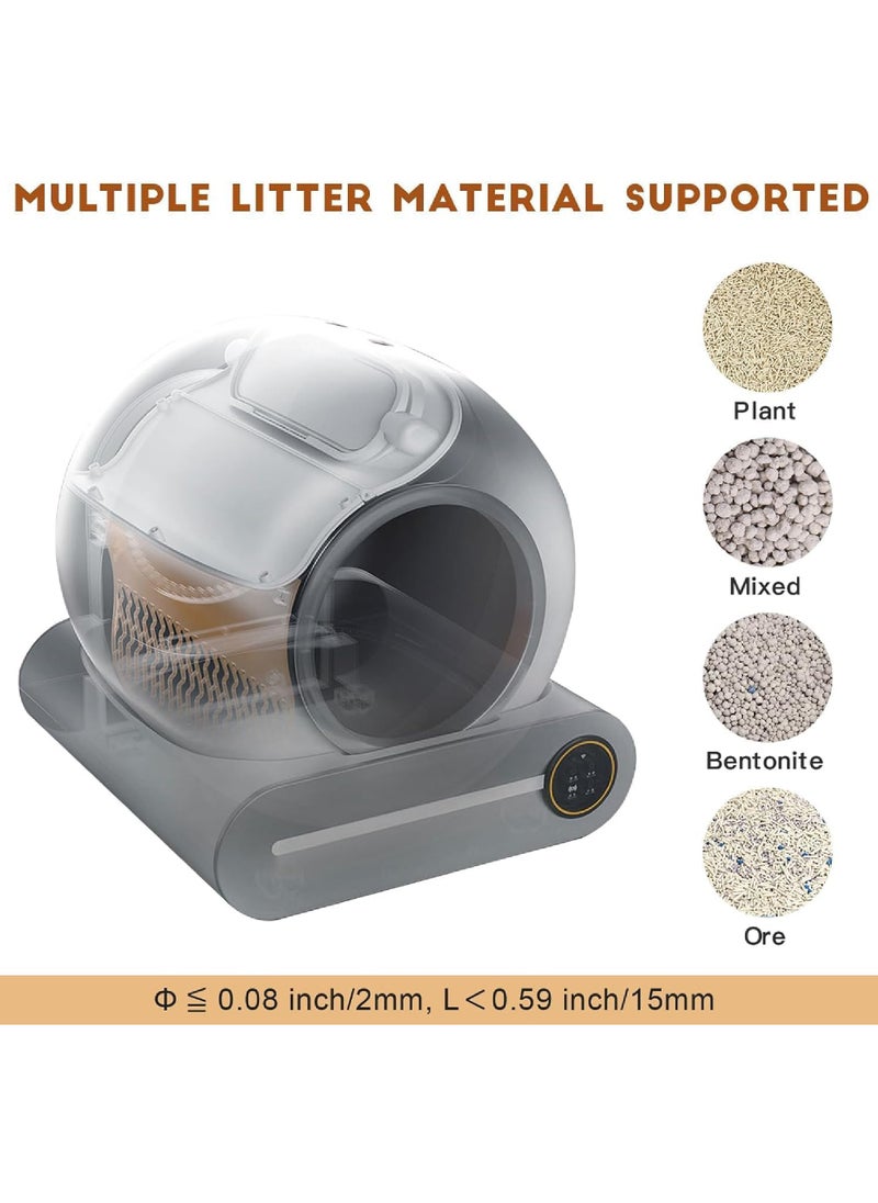 Self Cleaning Cat Litter Box, Upgraded Automatic Cat Litter Box 65L+ 9L Extra Large Capacity Automatic, APP Control/Odor Removal/Safety Protection/Low Noise Litter Box (White)