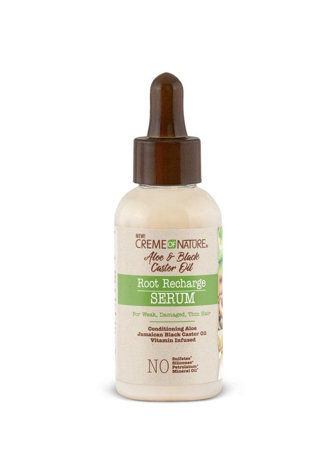 Creme of NatureRoot Recharge Serum, Aloe & Black Castor Oil Formula, for Weak, Damaged, Thin Hair, 1.7 Oz