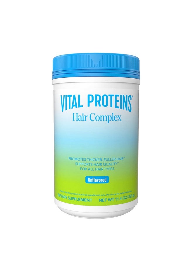 Vital Proteins Collagen Peptides + Biotin 10000mcg Hair Complex, Hair Growth Supplement - Clinically Studied Lustriva to Promote Thicker Fuller Hair, 20g Unflavored Collagen for Women 11.4oz Powder