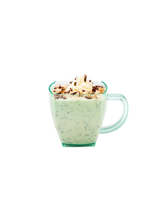 Restaurantware-5 Ounce Square Espresso Cups, 100 Disposable Plastic Coffee Cups - PS Plastic, With Handles, Seagreen Plastic Dessert Cups, For Catering Events, Parties, Weddings, And Cafes