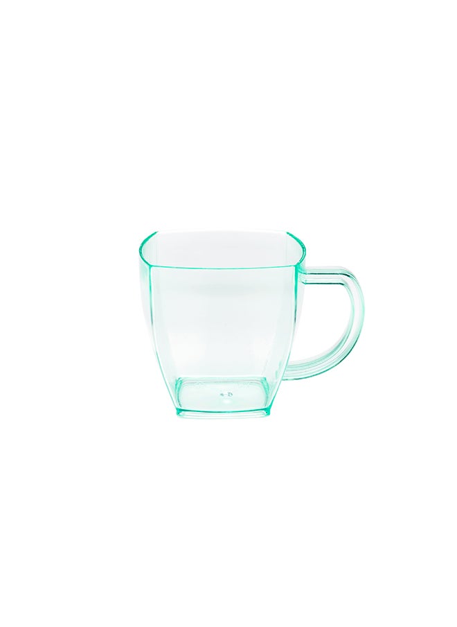 Restaurantware-5 Ounce Square Espresso Cups, 100 Disposable Plastic Coffee Cups - PS Plastic, With Handles, Seagreen Plastic Dessert Cups, For Catering Events, Parties, Weddings, And Cafes