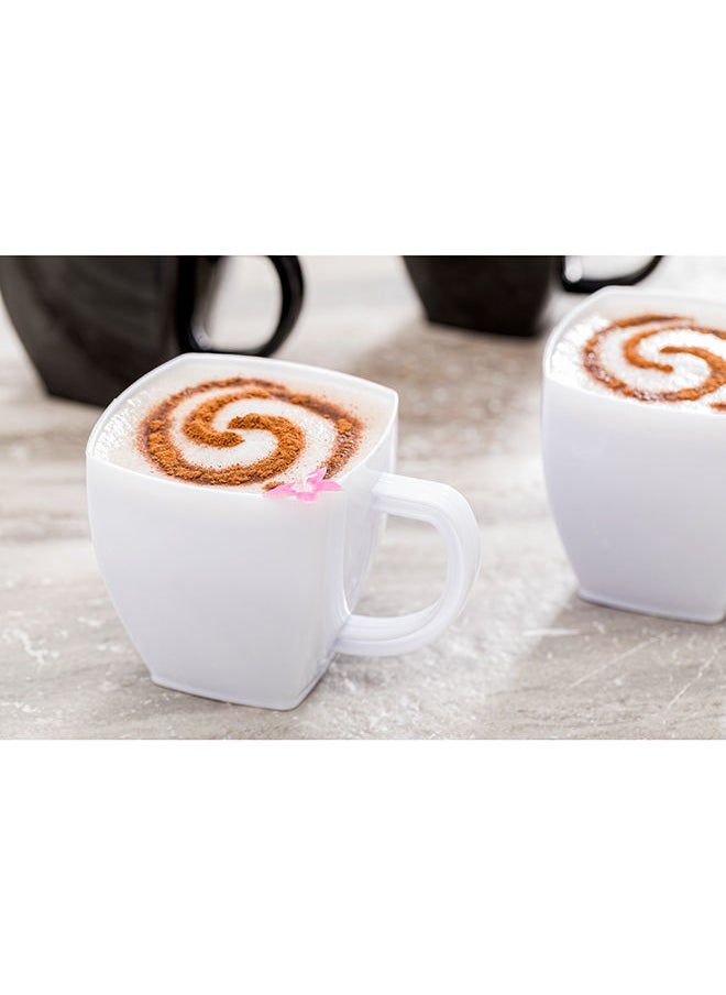 Restaurantware-5 Ounce Square Espresso Cups, 100 Disposable Plastic Coffee Cups - PS Plastic, With Handles, White Plastic Dessert Cups, For Catering Events, Parties, Weddings, And Cafes